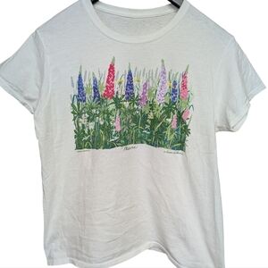 Liberty Graphics Lupine and Daisies White T Shirt Size Medium